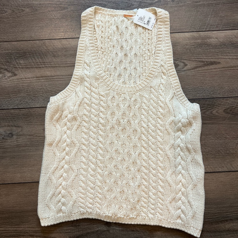 NWT Free People Women's High Tide Cable Knit Tank Sweater